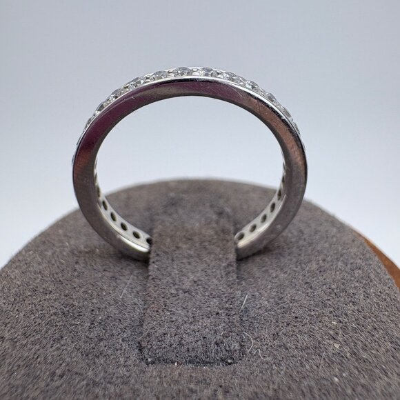 VTG Solid Sterling Silver 925 Cubic Zirconia Pavé Set Band Ring Size 6.75 - Picture 5 of 9
